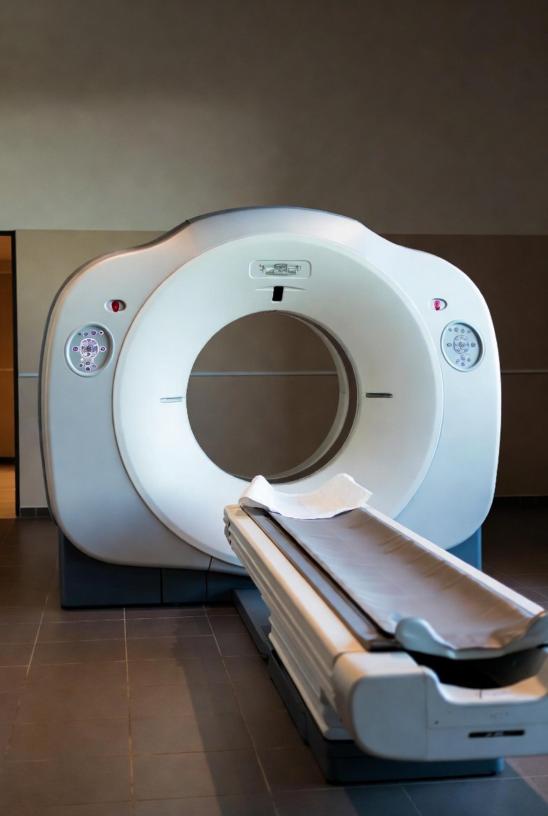 Multi-slice CT scanner in a radiology department