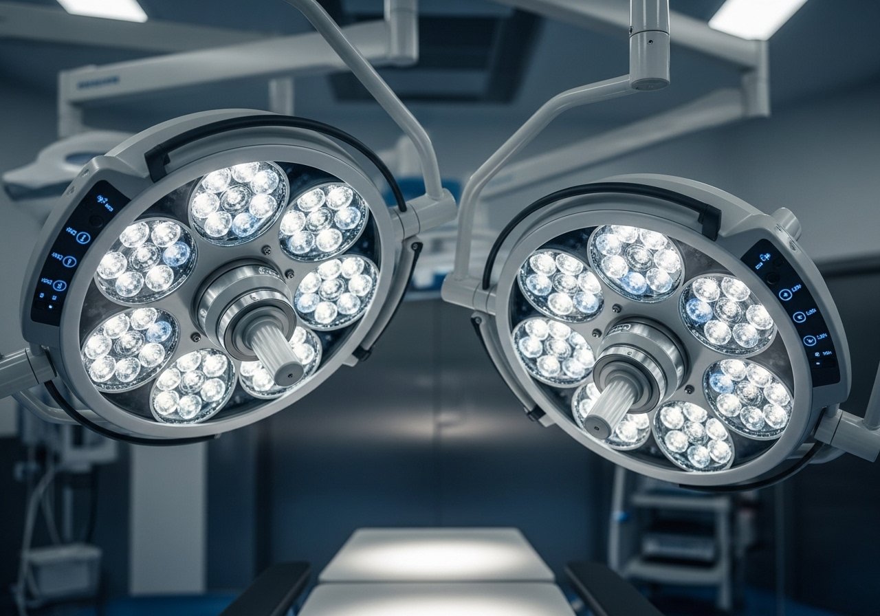 LED surgical lighting installed above an operating table